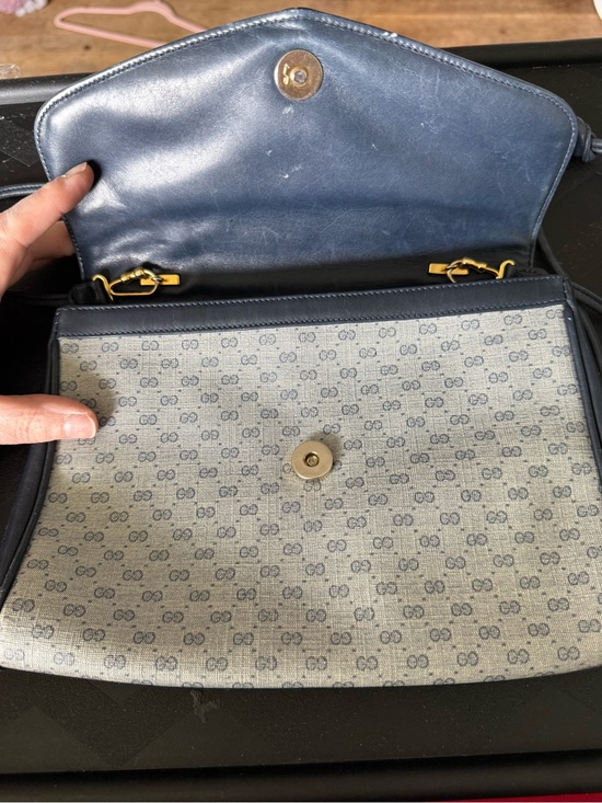 VINTAGE🔥Gucci Gray Crossbody Shoulder Bag with Black Trim main image 6